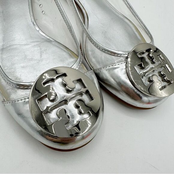 Tory Burch Reva Audrey‎ Silver & Clear Ballet Flat Sz 6.5 - Picture 8 of 16